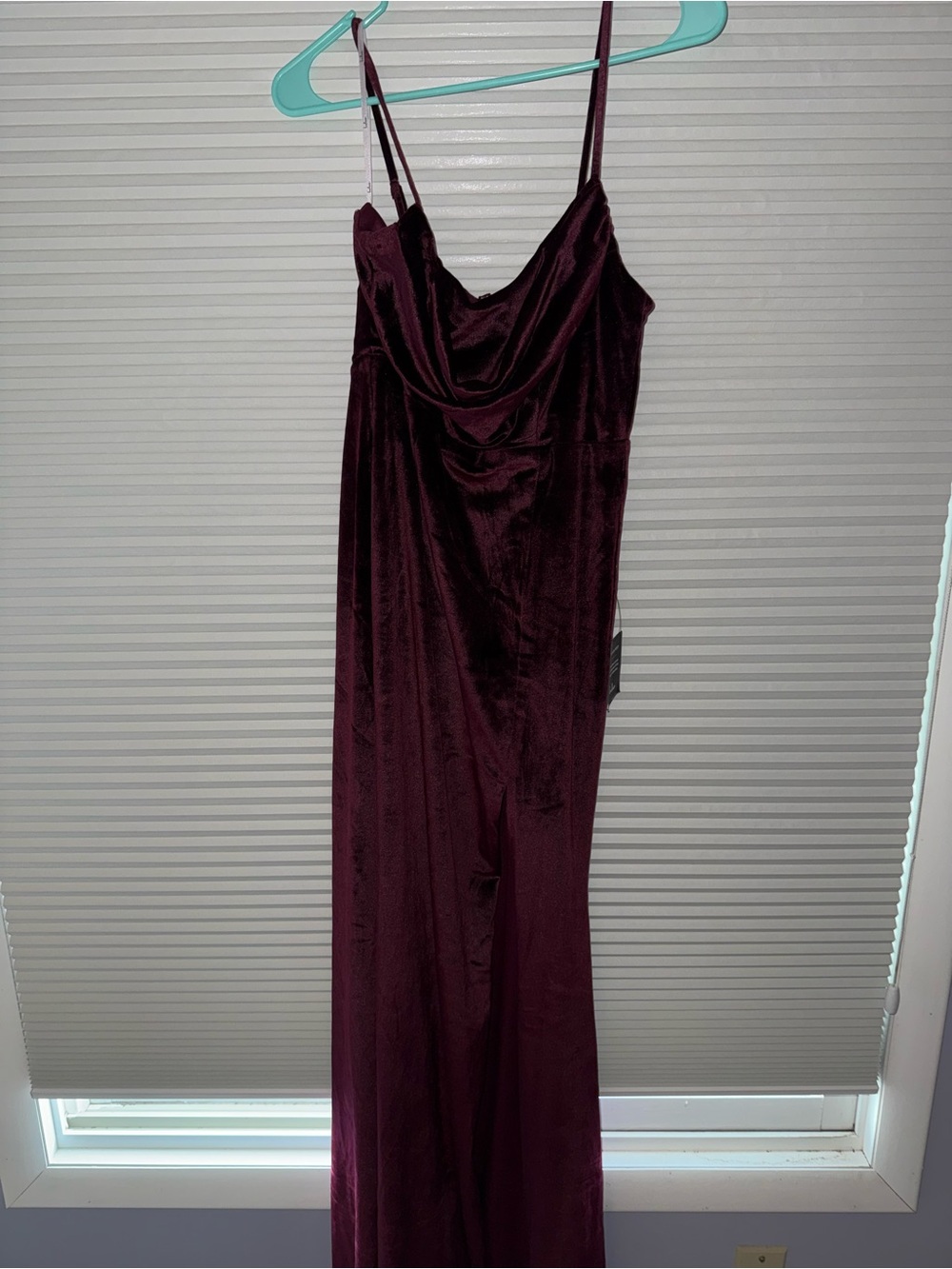 Lulu's Wine Velvet Maxi Slip Dress with Cowl Neck